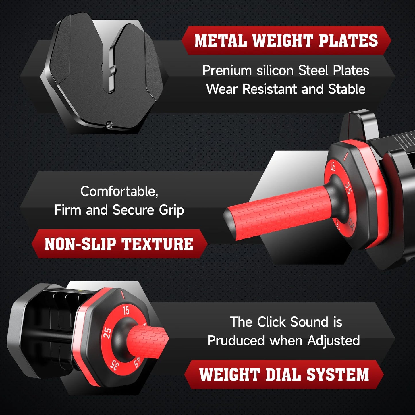 Pooboo 55LB Adjustable Dumbbells 15Lb to 55Lb Adjustable Dumbbells for Home Gym Exercise Equipment