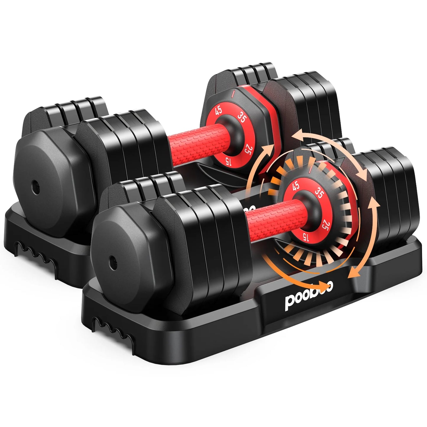 Pooboo 55LB Adjustable Dumbbells 15Lb to 55Lb Adjustable Dumbbells for Home Gym Exercise Equipment