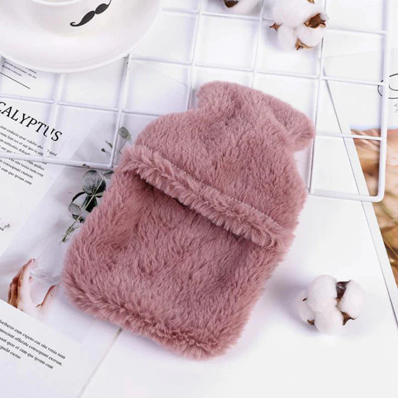 Reusable Winter Hot Water Bag Hand Warmer PVC Stress Pain Relief Therapy Portable Cute Water Bottle with Lint Soft Cozy Cover