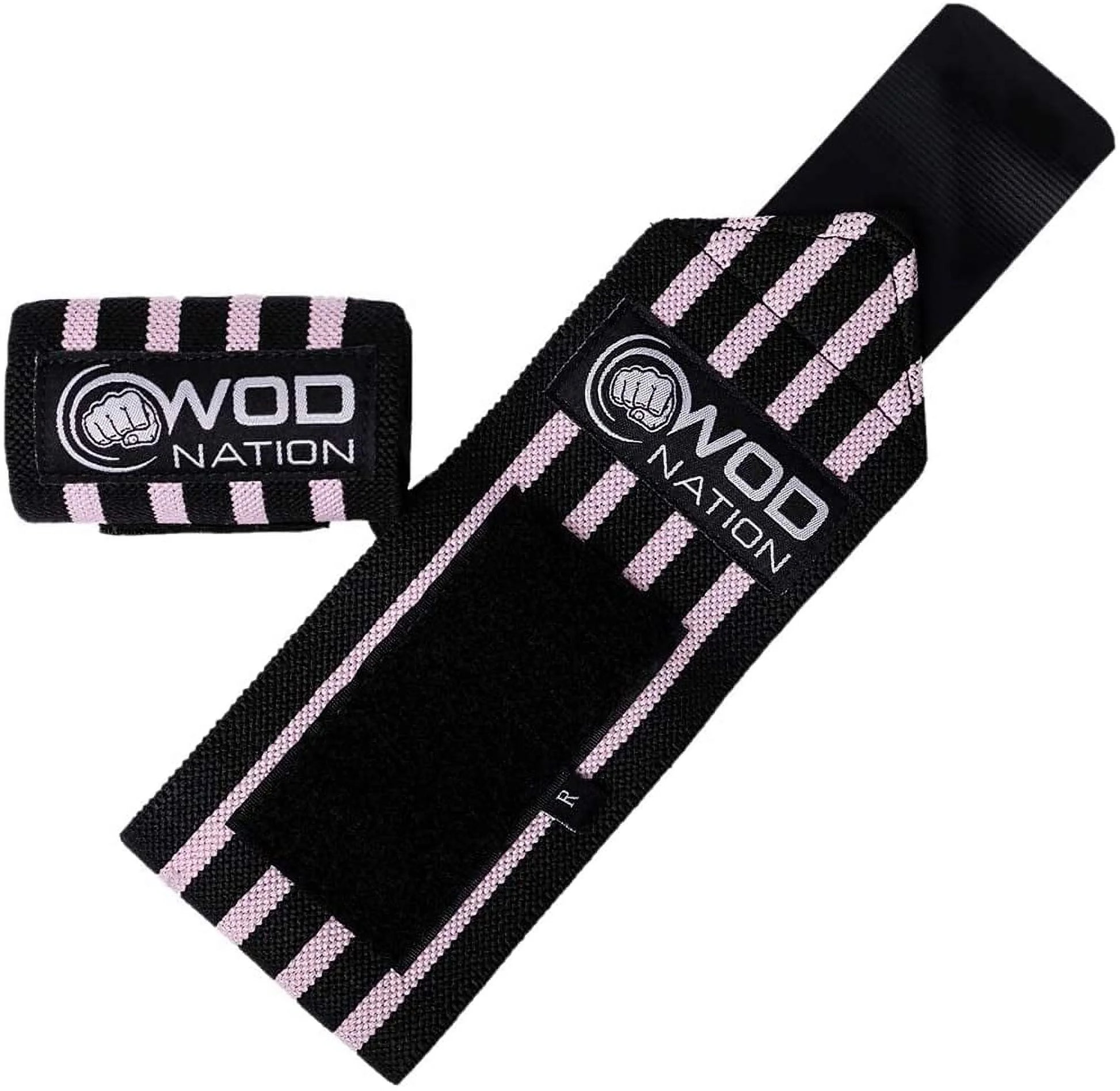 12" Weightlifting Wrist Wraps for Men & Women, Set of 2, Black & Pink, Wrist Strap Support for Strength Training, Bodybuilding, Weight Training