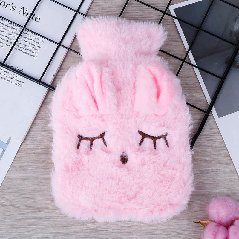 Reusable Winter Hot Water Bag Hand Warmer PVC Stress Pain Relief Therapy Portable Cute Water Bottle with Lint Soft Cozy Cover
