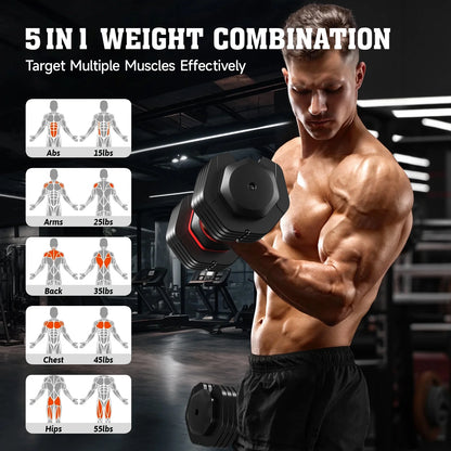 Pooboo 55LB Adjustable Dumbbells 15Lb to 55Lb Adjustable Dumbbells for Home Gym Exercise Equipment